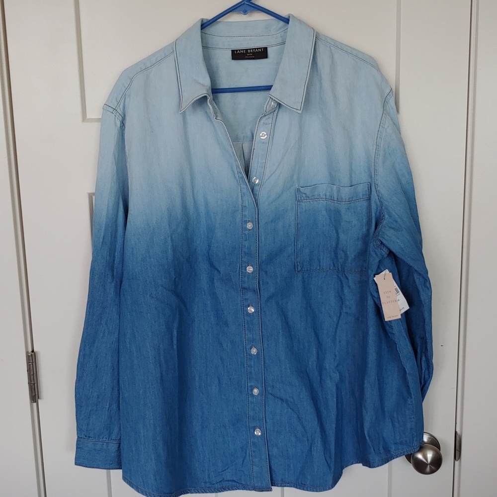 Lane Bryant Blue Ombre Denim Shirt
